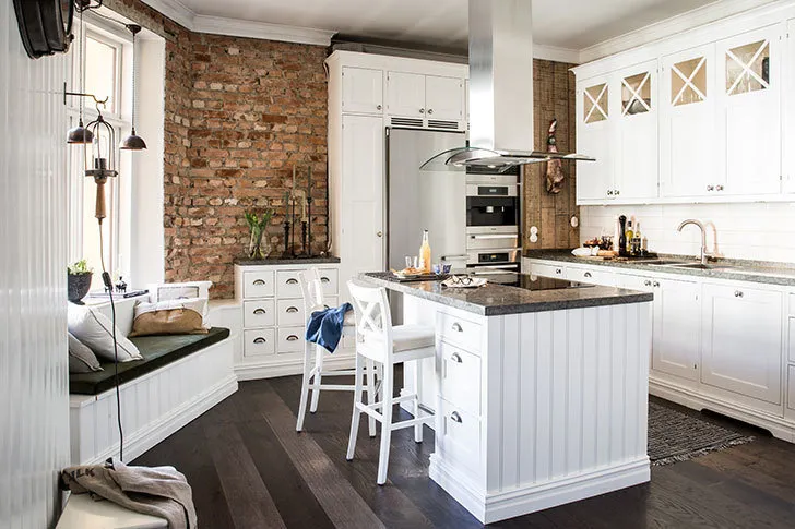 照片：北欧风格厨房与餐厅区域，室内装饰，公寓，瑞典，3室 – 我们网站上的照片