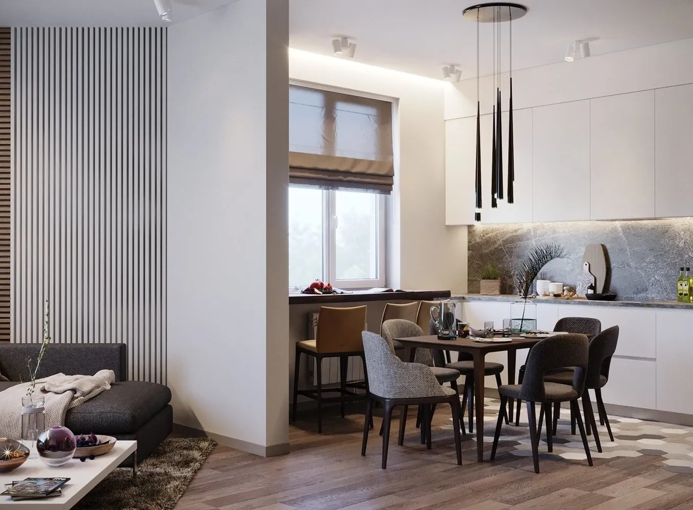 照片:现代风格厨房和餐厅,技巧,Knauf,实践中的维修,如何用石膏板制作隔断,如何进行公寓翻新,石膏板隔断,Knauf,KNAUF板材 – 我们的网站上的照片