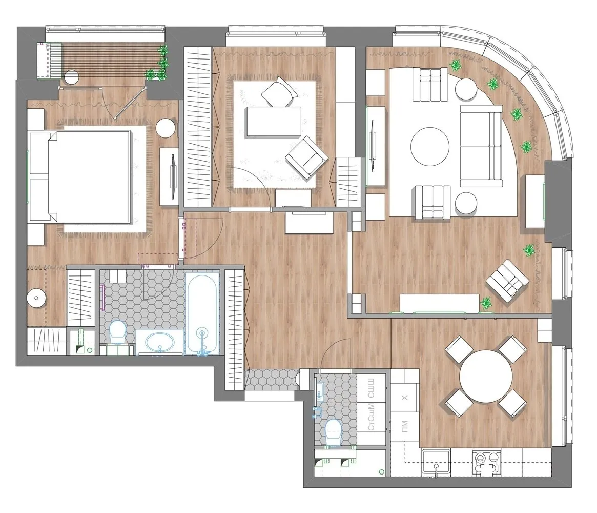 Foto: Planos en estilo ecléctico, Apartamento, Proyecto de la Semana, Moscú, 3 habitaciones, 60-90 m², Legkocom, Irina Volchenko – foto en nuestro sitio web