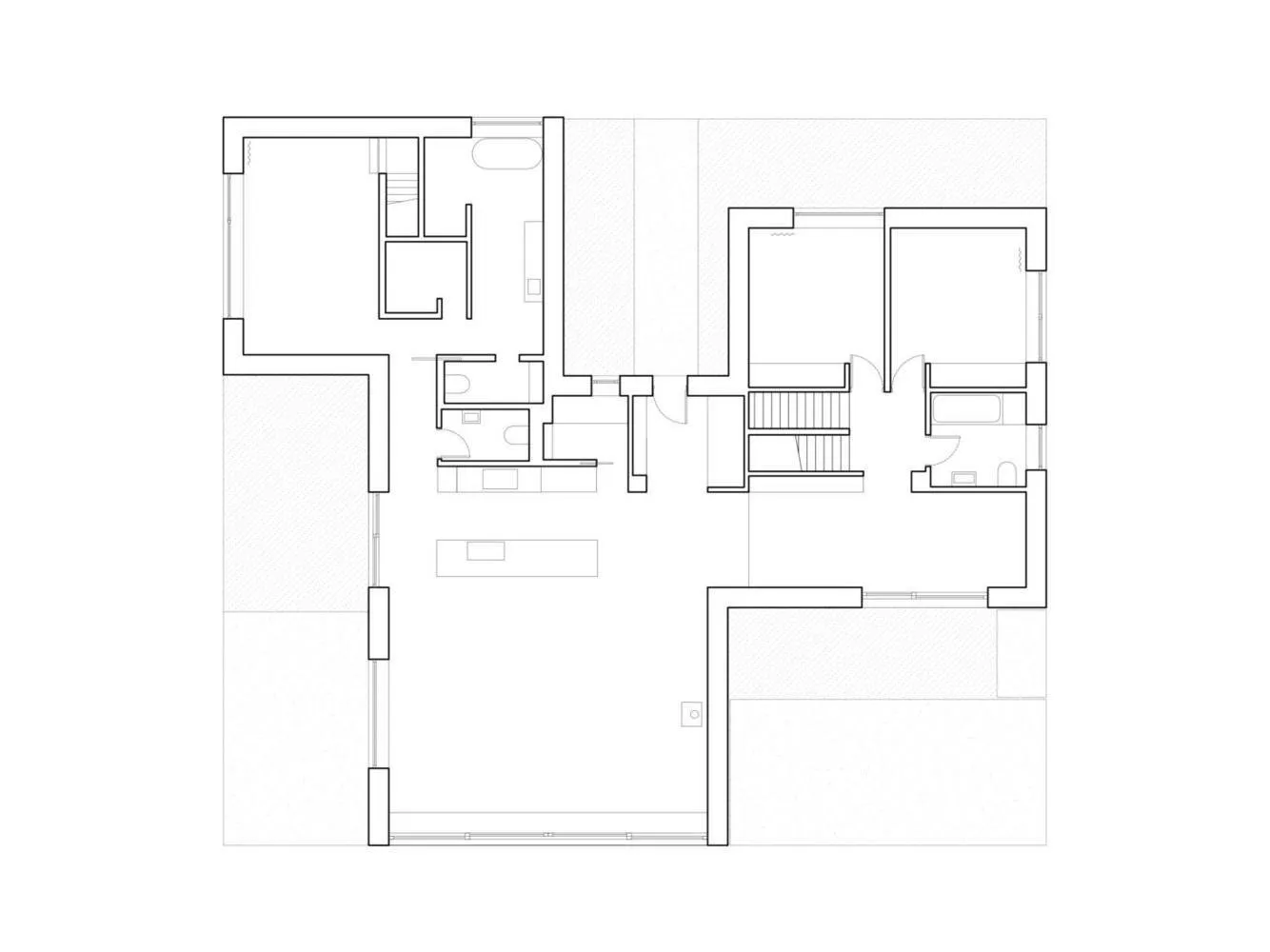 照片:极简主义风格平面图,现代住宅,白色,灰色,房屋与小屋,超过90米 – 网站上的照片