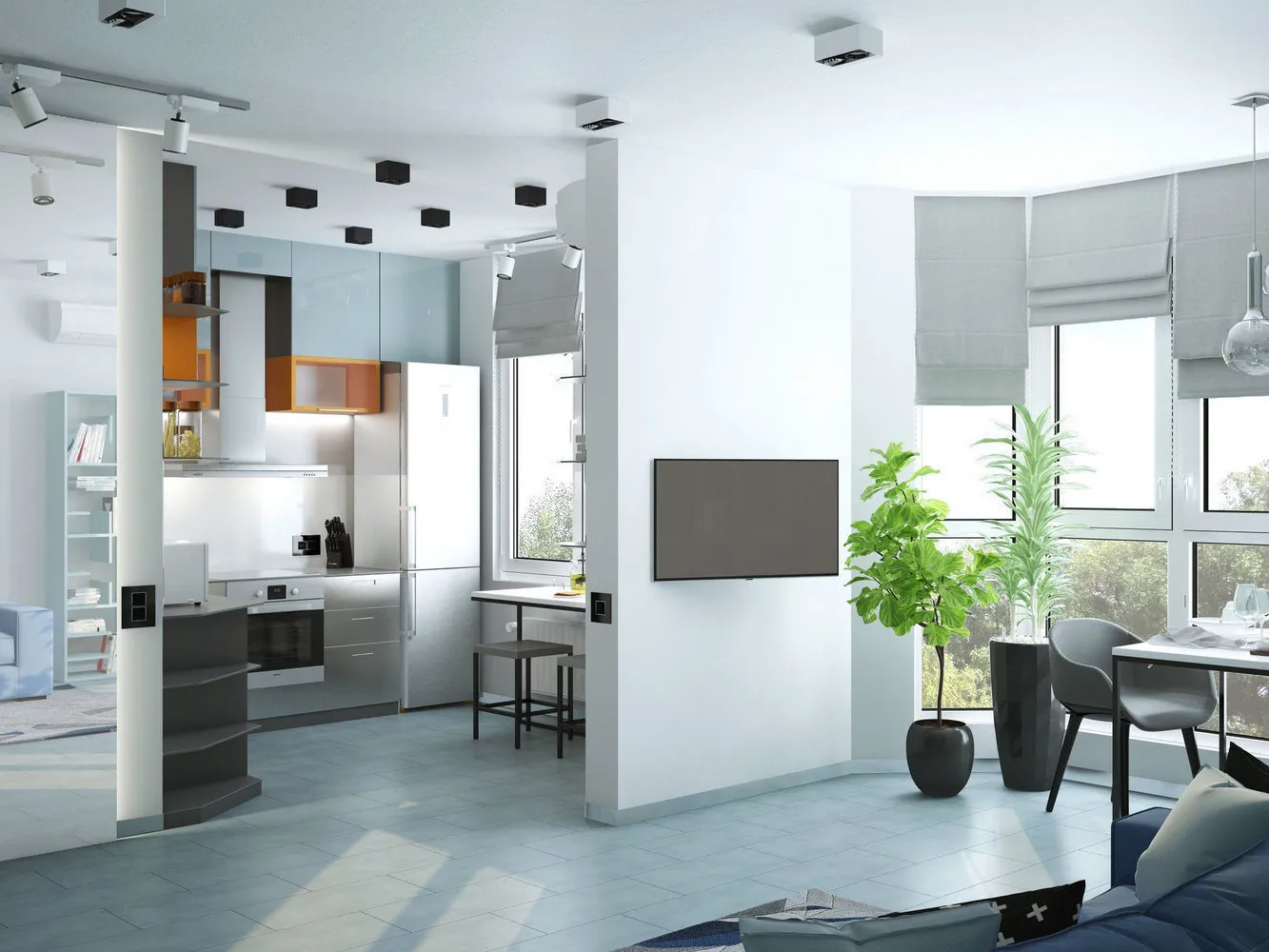 照片:现代风格客厅,技巧,Knauf,实践中的维修,如何用石膏板制作隔断,如何进行公寓翻新,石膏板隔断,Knauf,KNAUF板材 – 我们的网站上的照片