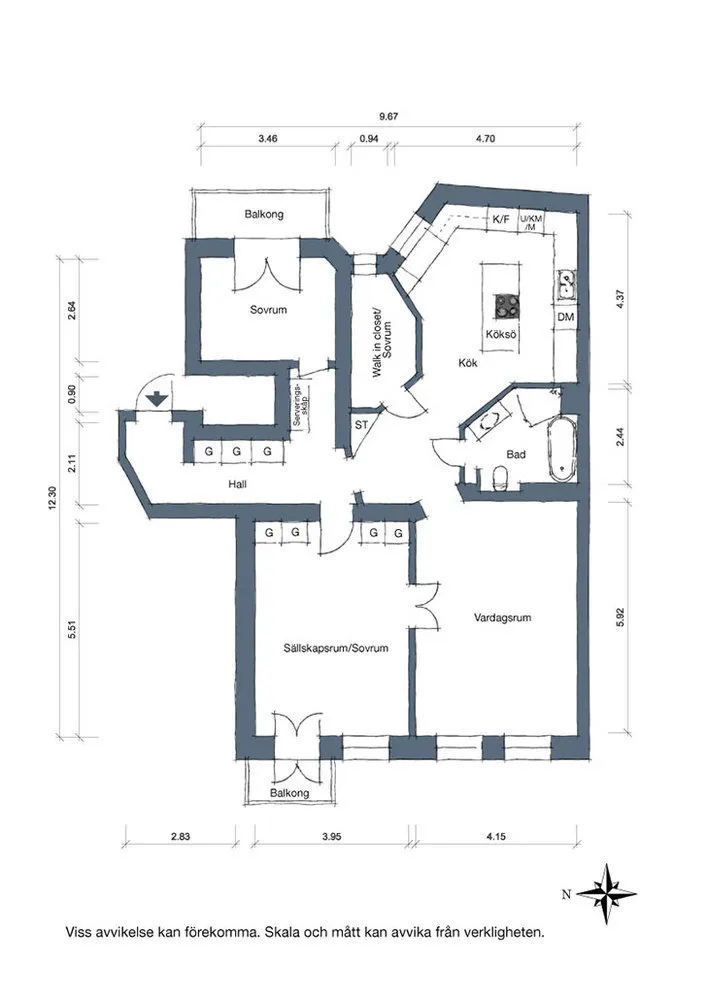 照片：北欧风格平面图，室内装饰，公寓，瑞典，3室 – 我们网站上的照片