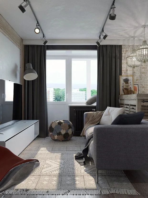 Foto: Sala de estar en estilo Loft, Replanificación – foto en nuestro sitio web