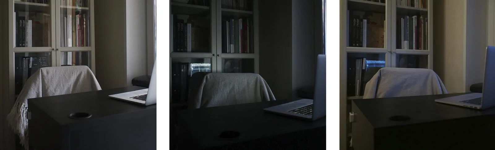 1 — 视频直播开始；2 — 一小时后；3 — 人工灯光。