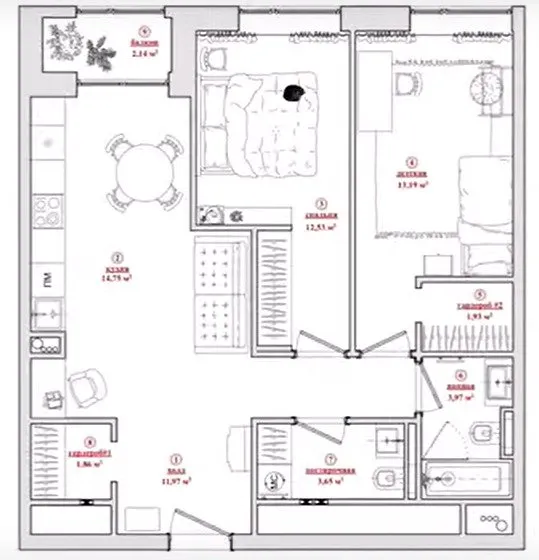 Foto: estilo moderno, Apartamento, Proyecto del día, 3 habitaciones, 60-90 metros cuadrados – foto en nuestro sitio web