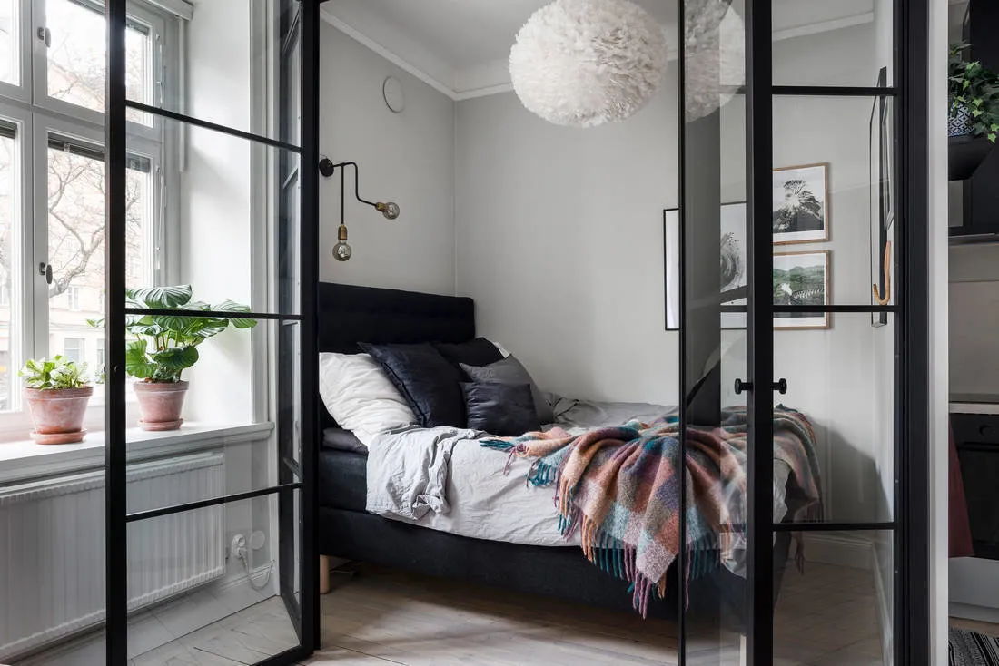 照片:斯堪的纳维亚卧室,公寓,小贴士,40-60平方米 – 我们网站上的照片