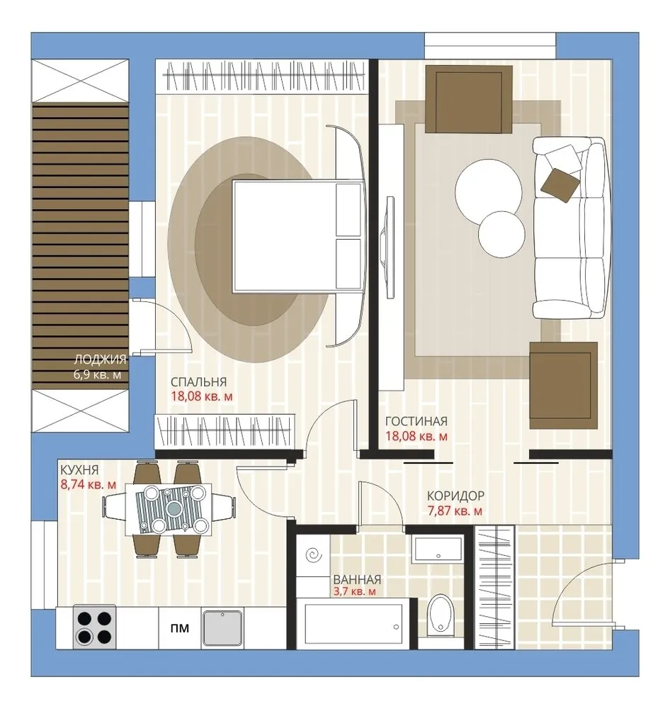 照片:设计风格,重新规划,安娜斯塔西娅·基塞廖娃,马克西姆·卓拉耶夫,两居室,40-60平方米,维利哈拉塔楼,百科全书_replanning – 我们网站上的照片