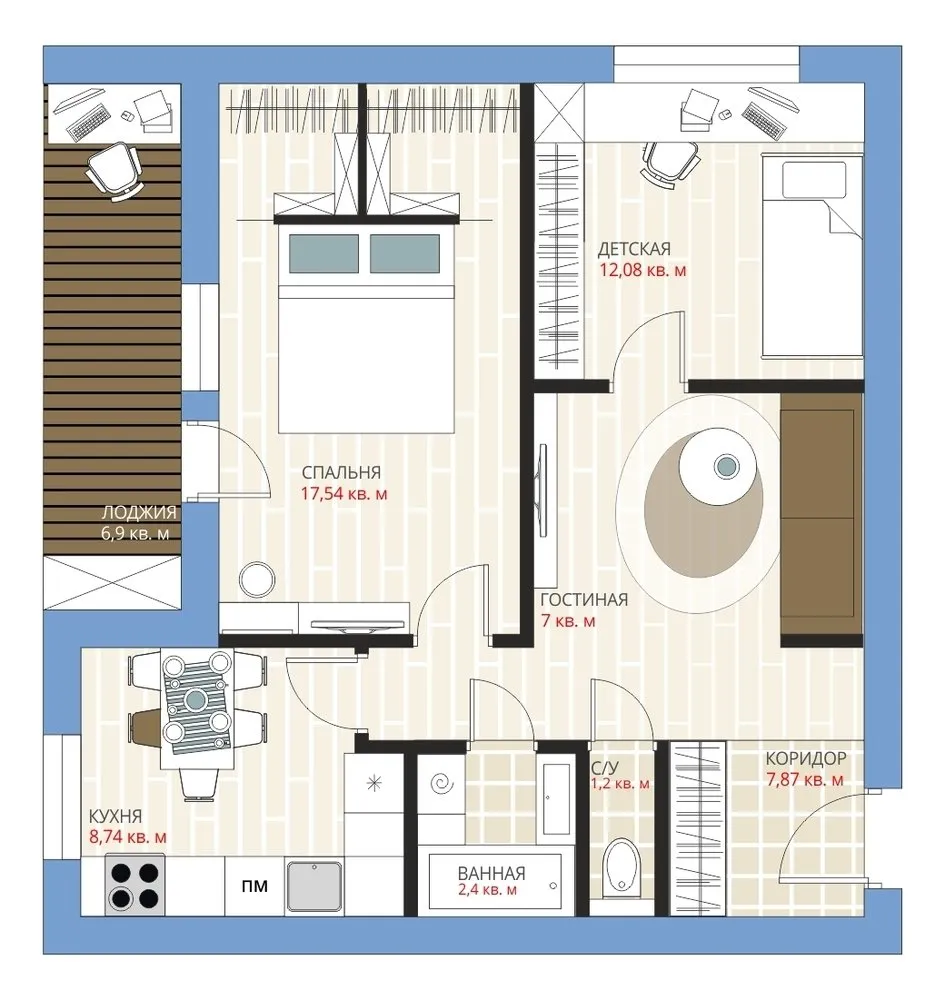 照片:设计风格,重新规划,安娜斯塔西娅·基塞廖娃,马克西姆·卓拉耶夫,两居室,40-60平方米,维利哈拉塔楼,百科全书_replanning – 我们网站上的照片