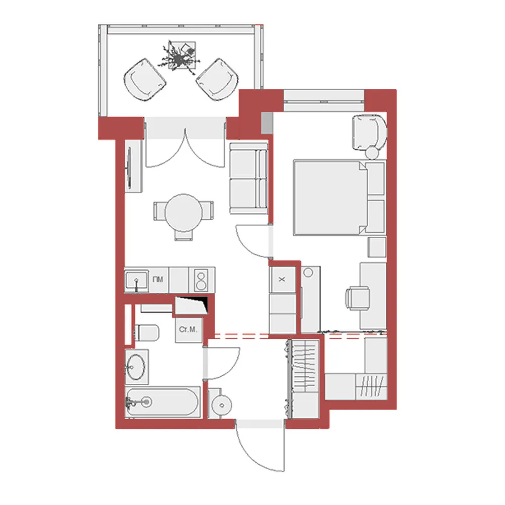 Foto: estilo escandinavo, vivienda pequeña, apartamento, proyecto del día, San Petersburgo, Pushkin, 1 habitación, 40-60 metros, Ekaterina Bezyazychnaya – fotos en nuestro sitio web