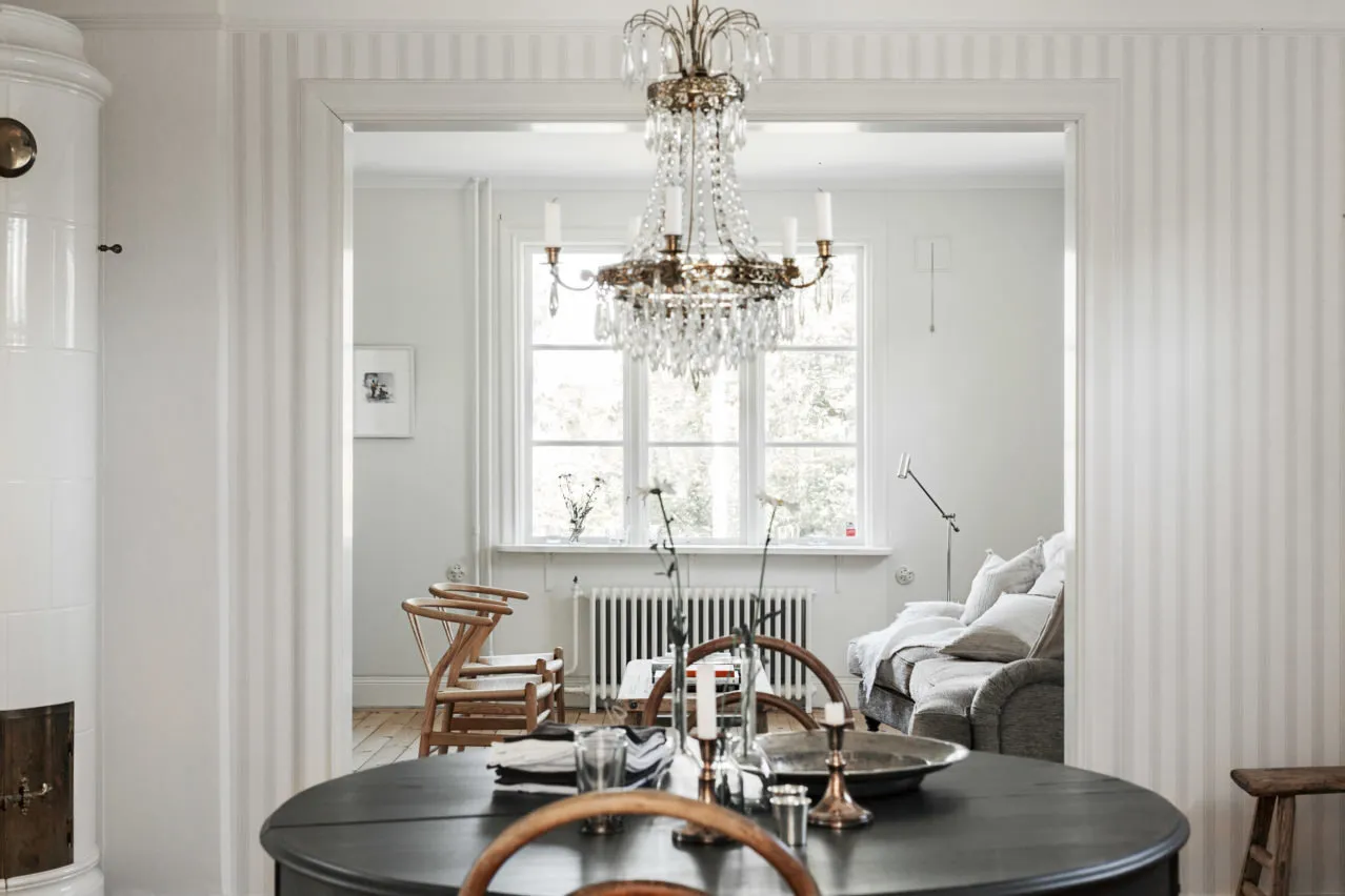 Photo: Living room in Provence and Cottage style, Scandinavian, Decoration and DIY, House, Sweden, Home decor, White, Stockholm, Grey, Cozy minimalism – photo on our website