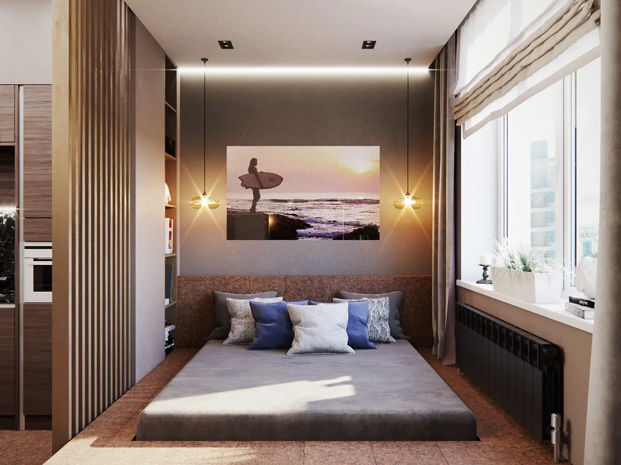 照片:现代风格卧室,小公寓,指南,戴安娜·马尔采娃,卧室代替厨房,小居住空间的灵感,壁龛中的卧室,玻璃隔断后的卧室,叶夫根尼娅·马特维琴科,塔季扬娜·希什金娜,安托尼娜·辛楚戈娃,安娜·莫赫贾罗,尤莉亚·施密特,阿莱克桑德拉·塔拉诺娃,伊琳娜·诺索娃 – 我们网站上的照片