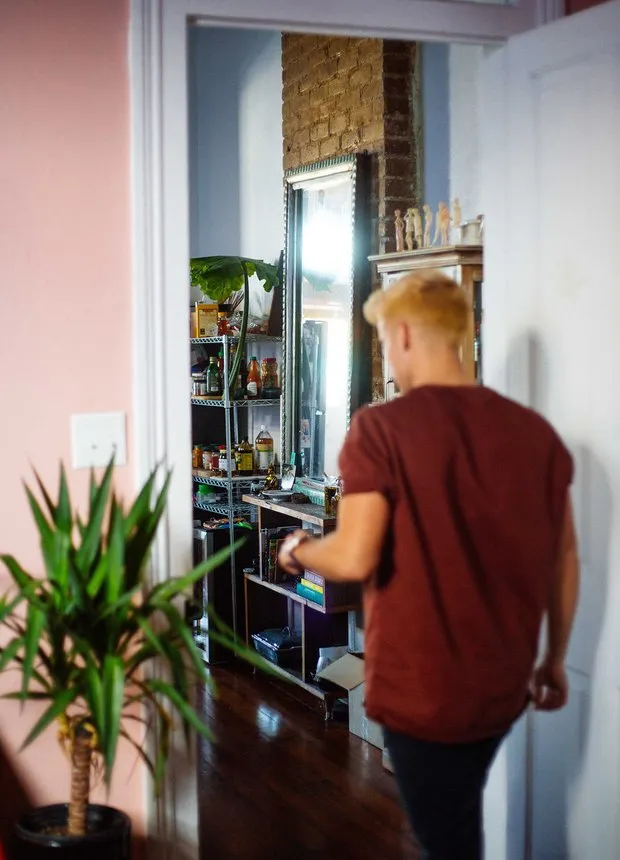 照片:北欧风客厅,折中风格,室内装饰,美国,粉色,如何布置租赁公寓,如何改善租赁公寓的内饰,租赁公寓装饰,明亮的室内设计,新奥尔良 – 我们网站上的照片