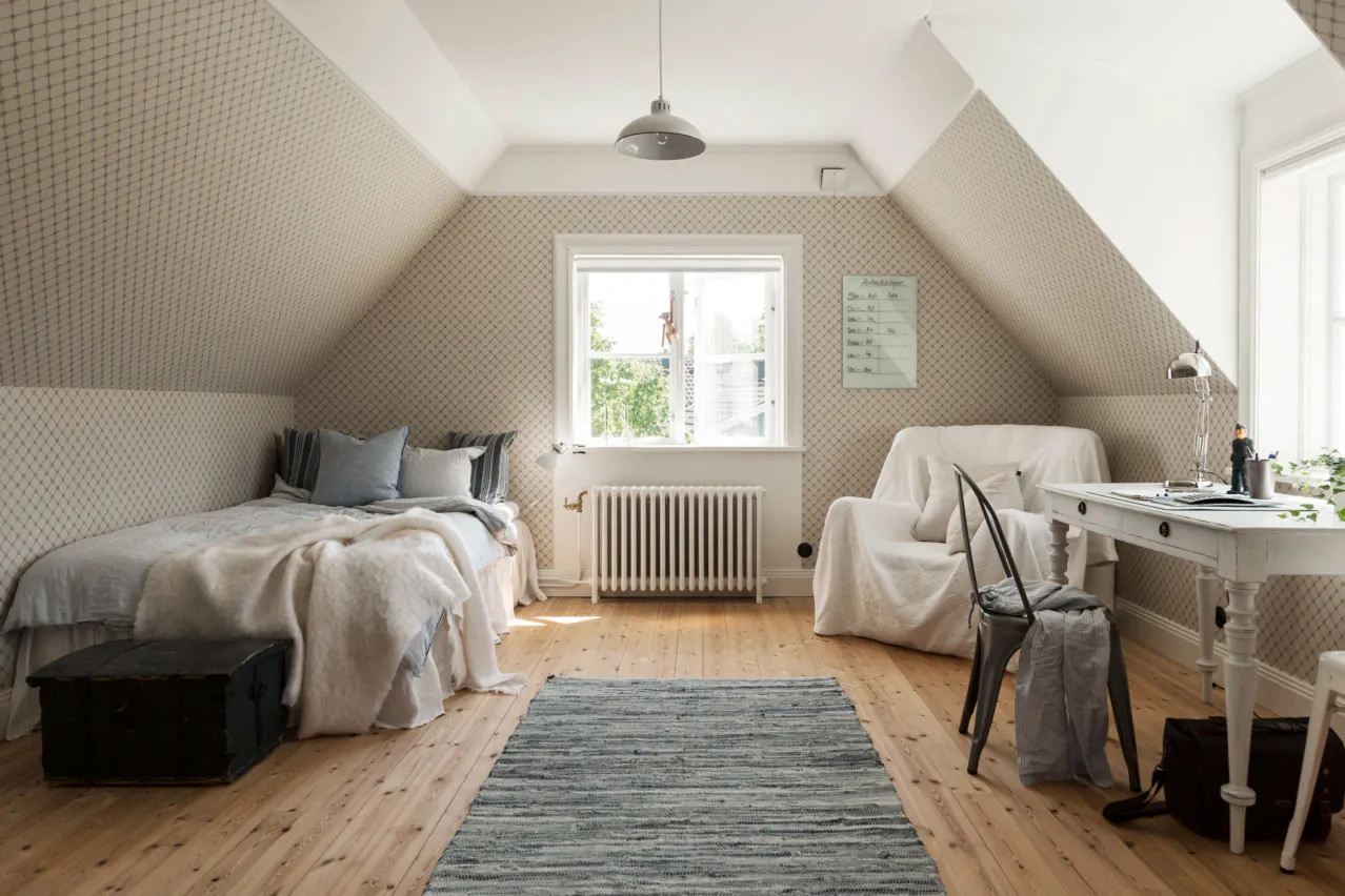 Photo: Bedroom in Provence and Cottage style, Scandinavian, Decoration and DIY, House, Sweden, Home decor, White, Stockholm, Grey, Cozy minimalism – photo on our website