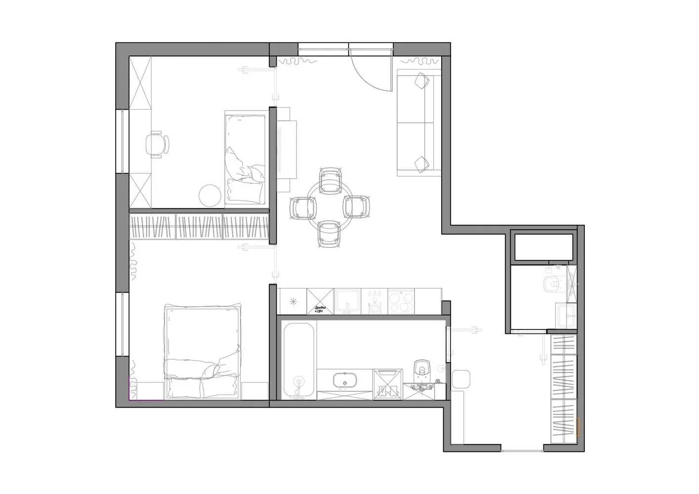 Foto: estilo moderno, apartamento, minimalismo, proyecto de la semana, San Petersburgo, edificio monolítico, 3 habitaciones, 60-90 metros, Svetlana Mamaenko – foto en nuestro sitio web