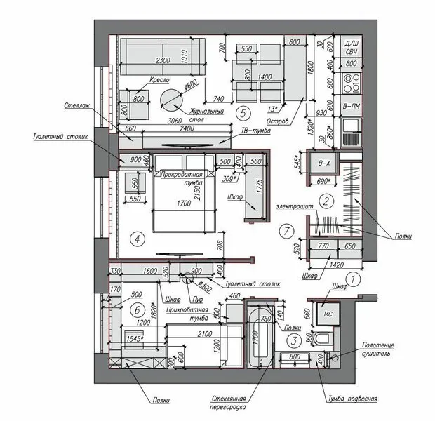 Foto: estilo moderno, apartamento, proyecto de la semana, Moscú, edificio monolítico, 3 habitaciones, 40-60 metros, Ana Lubkova – foto en nuestro sitio web