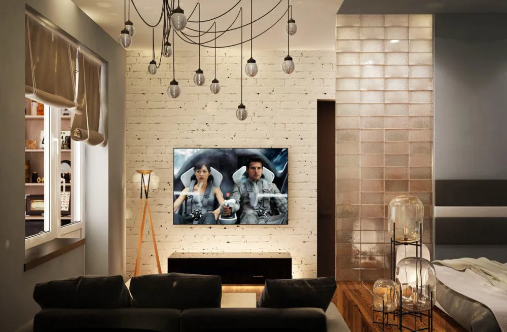 Photo: Living room in Loft style, Partitions, Guide, Koshka Interiors, gypsum board partition, Glass partition, OM Design, Insomnia, CENS architects, studio 'Enigma', Marina Svetlova, Forma Dom, panel partition in bedroom – photo on our website