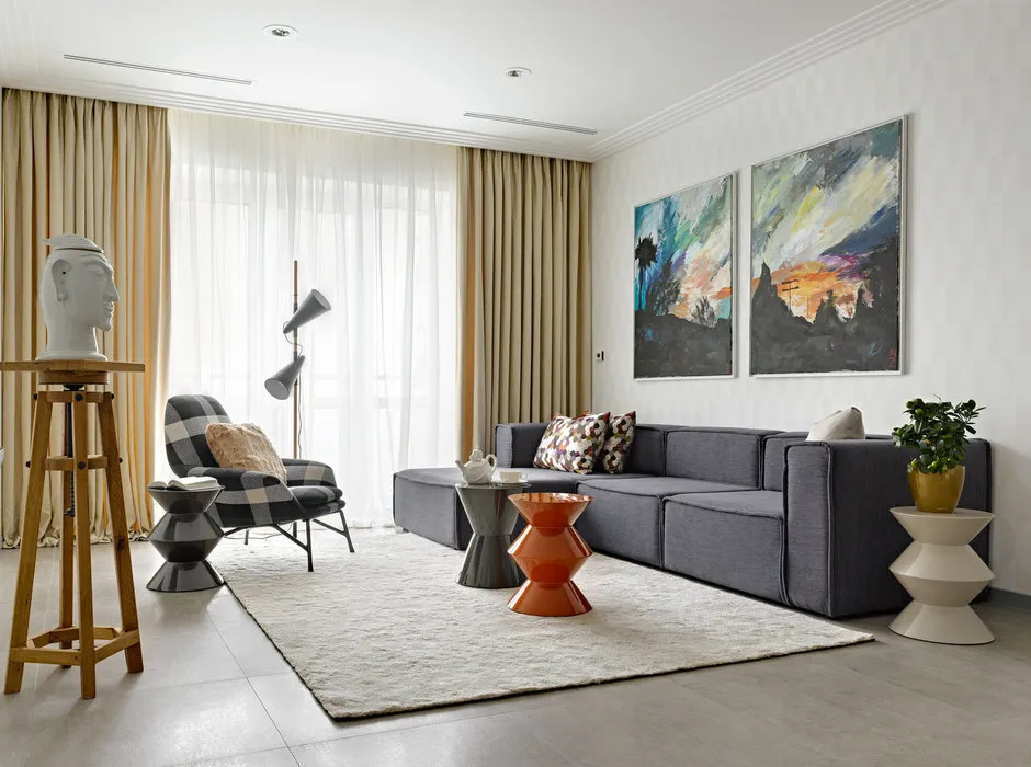 Фотография: Гостиная в стиле Эклектика, Ремонт на практике, Андрей Лямин-Бородин – фото на нашем сайте