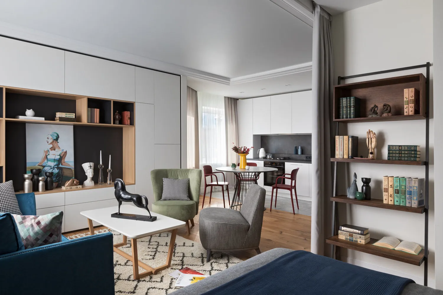 Foto: en estilo , Apartamento, Estudio, Planos, Consejos, 1 habitación, hasta 40 metros, dormitorio en una habitación – foto en nuestro sitio web