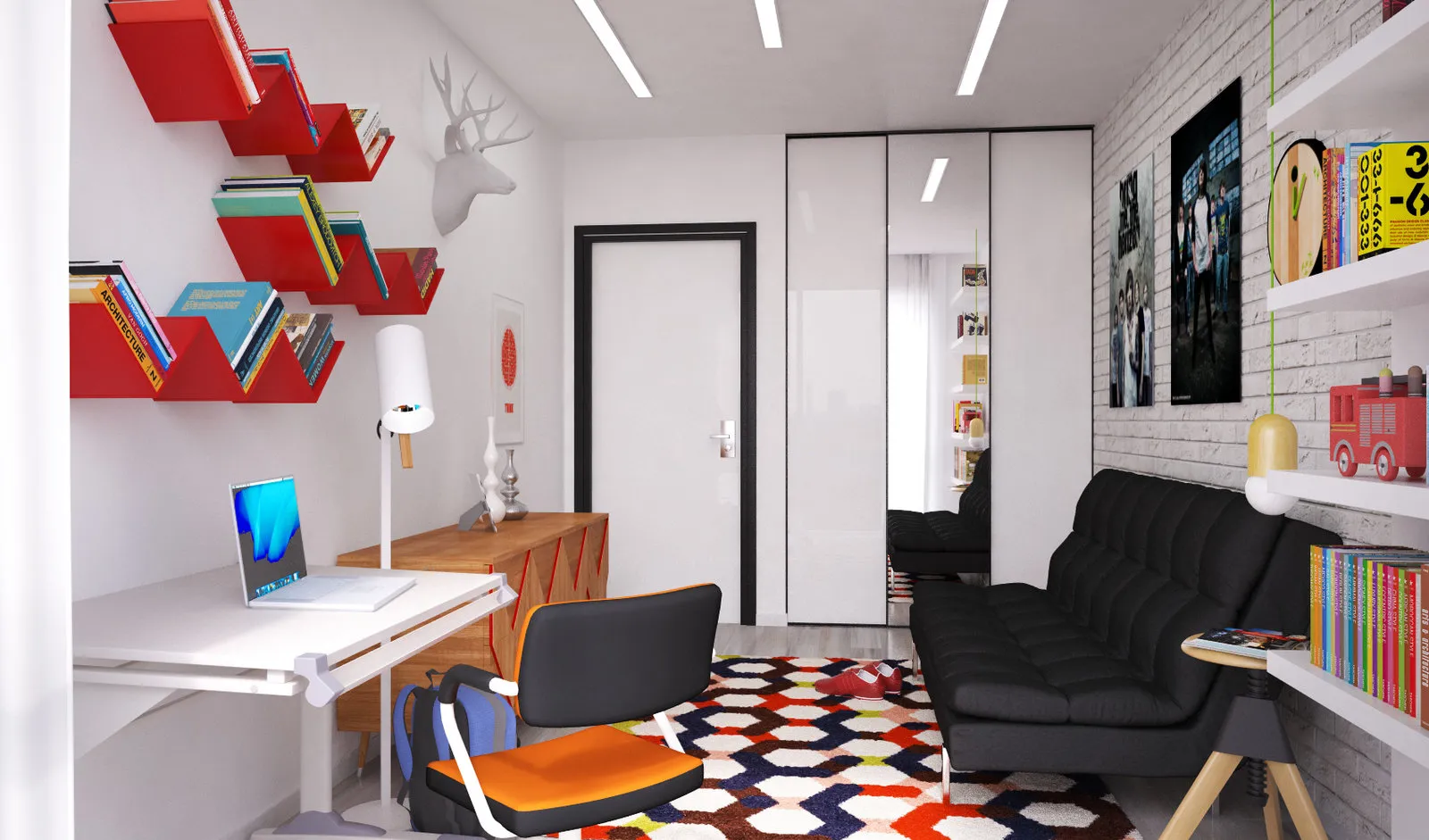 照片：高科技、斯堪的纳维亚、现代风格儿童房，室内装饰，公寓，每周项目，莫斯科地区，娜塔莉亚·查伊卡，亚历山德拉·莫罗佐娃，巴列哈，‘Aquarails’项目，混凝土房屋，3个房间，60-90平方米，格里高利·谢瓦斯季亚诺夫，工作室8——我们网站上的照片