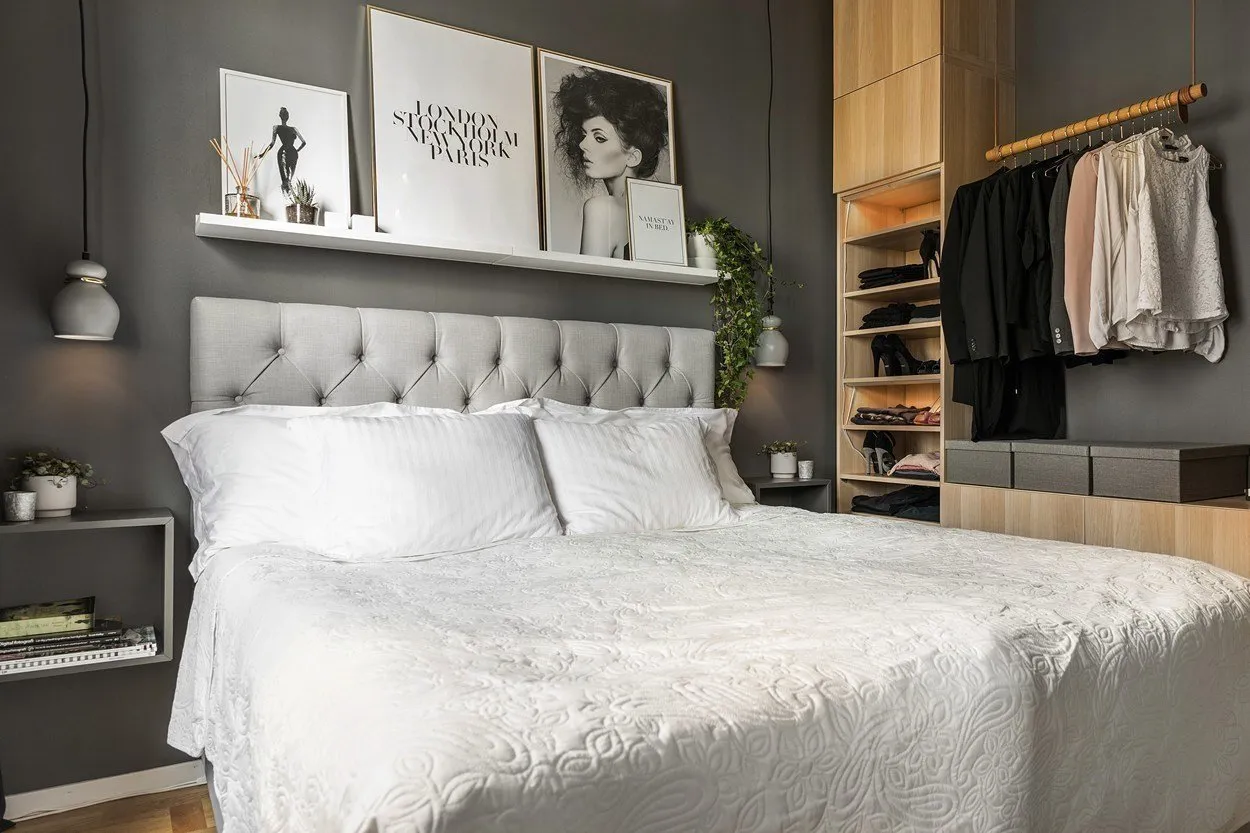 Photo: Bedroom in Scandinavian style, Apartment, Sweden, Tips, Stockholm, 2 rooms, up to 40 sq.m – photo on our website