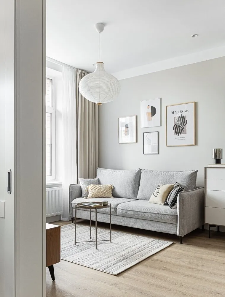 Foto: Sala de estar en estilo Escandinavo, Moderno, Minimalismo, Apartamento, Proyecto de la semana, Moscú, 2 habitaciones, 60-90 metros, María Pashkevich – foto en nuestro sitio web