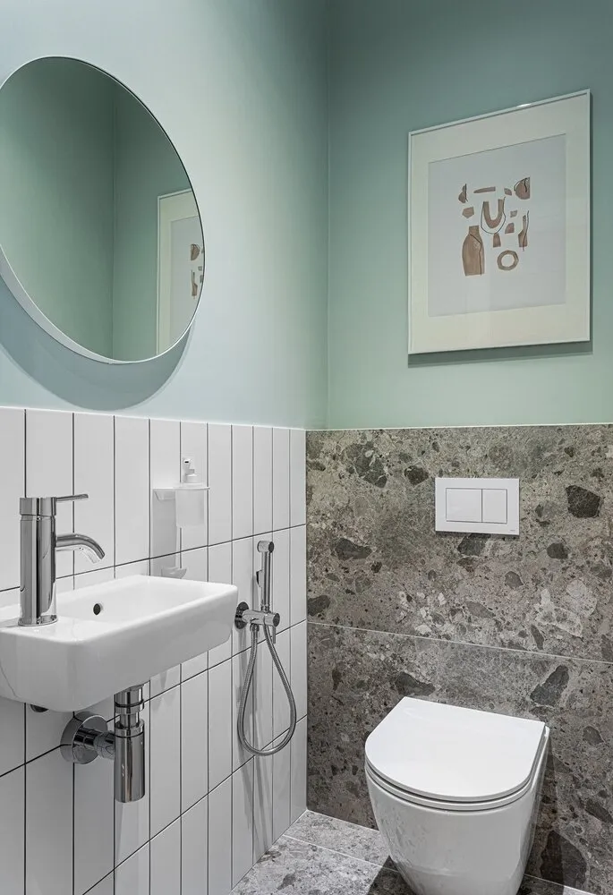 Foto: Baño en estilo Escandinavo, Moderno, Minimalismo, Apartamento, Proyecto de la semana, Moscú, 2 habitaciones, 60-90 metros, María Pashkevich – foto en nuestro sitio web