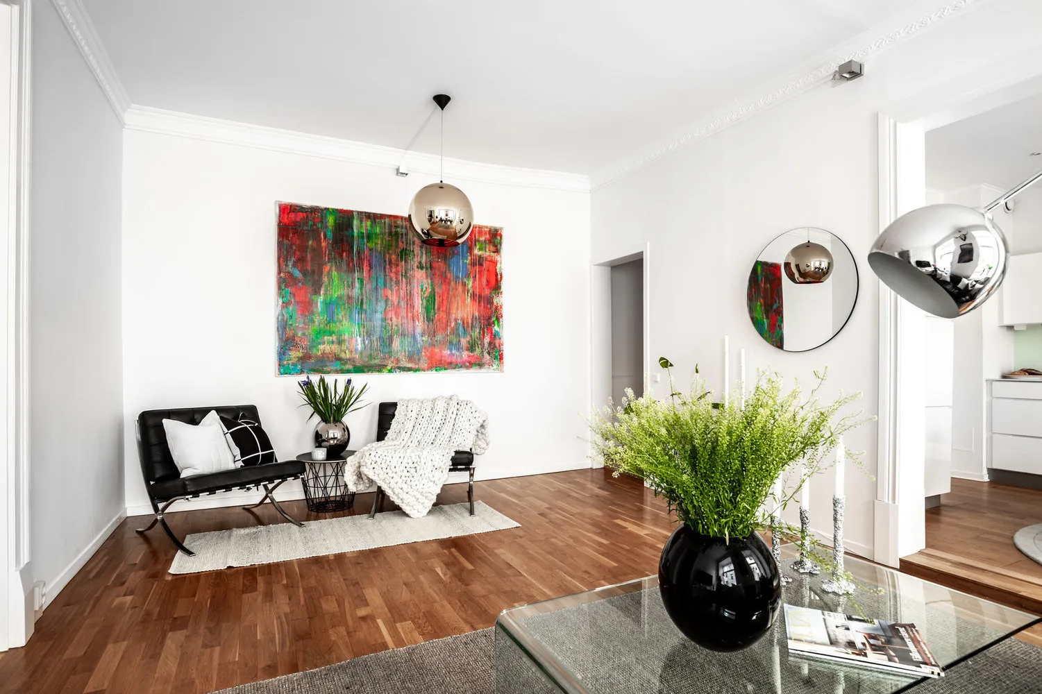 Photo: Living room in Scandinavian, Modern, Interior decor, Apartment, Sweden, White, Grey, 2 rooms, 60-90 sqm – photo on our website