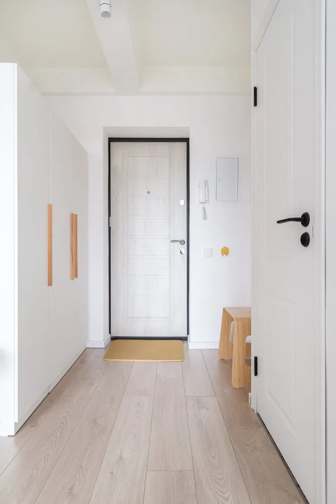 Foto: Entrada en estilo Minimalismo, Moderno, Vivienda pequeña, Apartamento, San Petersburgo, 1 habitación, menos de 40 metros, Olga Kaposova – fotos en nuestro sitio web