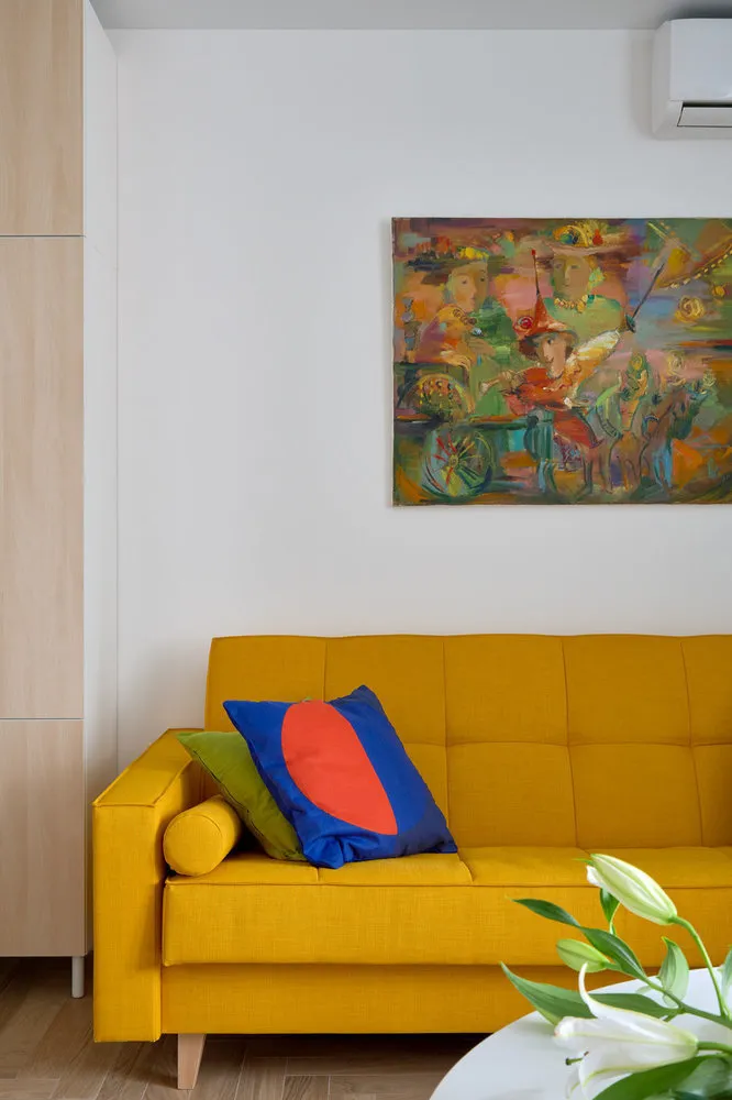 照片:现代风格客厅,公寓,工作室,技巧,莫斯科,小于40平方米,塔玛拉·基谢列娃 – 我们网站上的照片