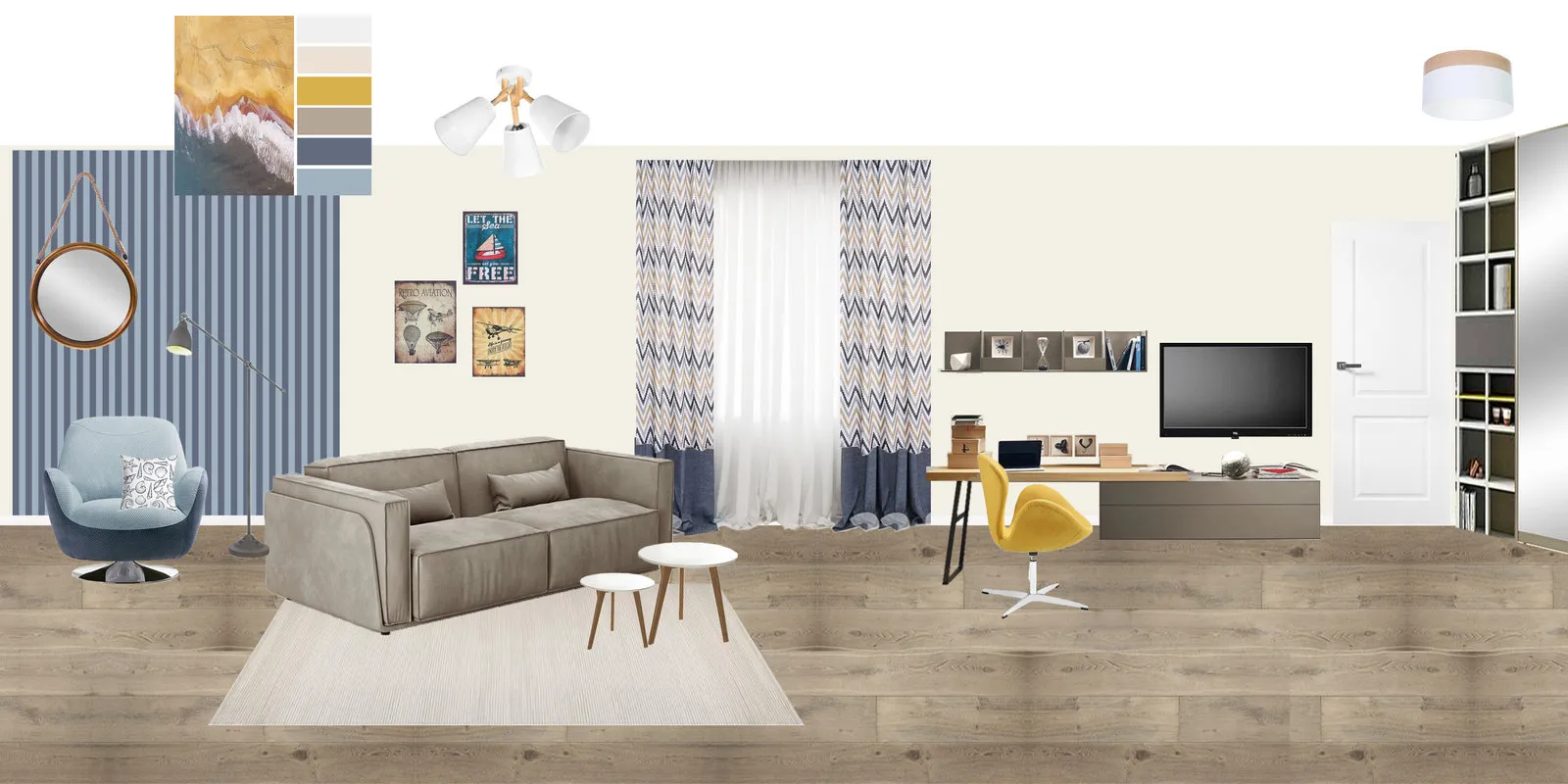 照片：风格布局，公寓，搬家，板式住宅，单间，小于40平方米，Maria Lazich，Leroy Merlin，设计对决，P-44T，Marina Pod'yacheva – 我们网站上的照片