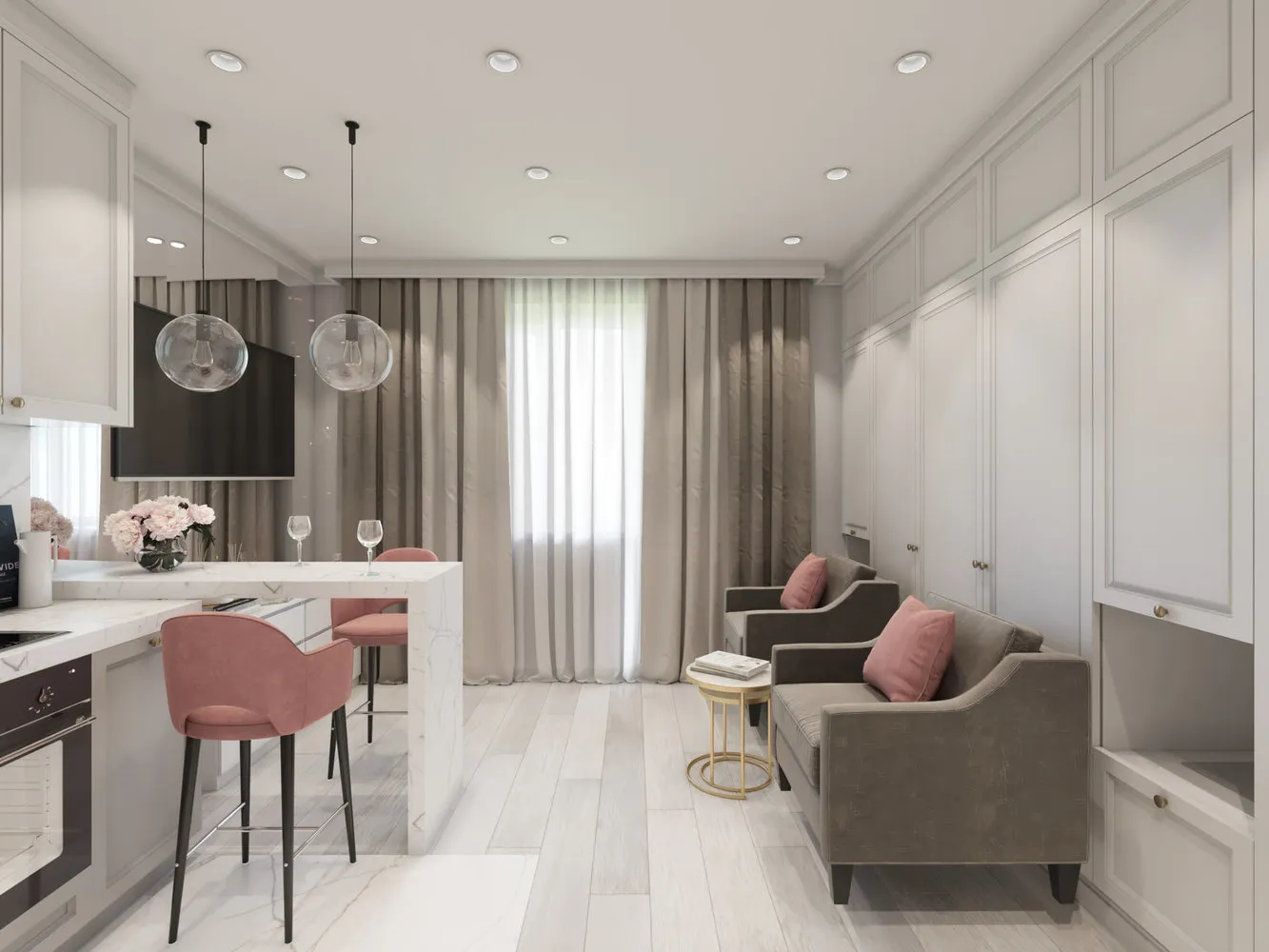 照片：现代简约风格厨房与餐厅，指南，Alena Timonina, Andrey Timonin, Forma Domа, Ira Nosova, Diana Bganova, Ekaterina Ulanova, Katya Kuznetsova, Olesya Eranцевa – 照片在我们的网站上