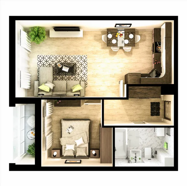 照片：风格平面图，公寓，技巧，2个房间，MIKC – 我们网站上的照片