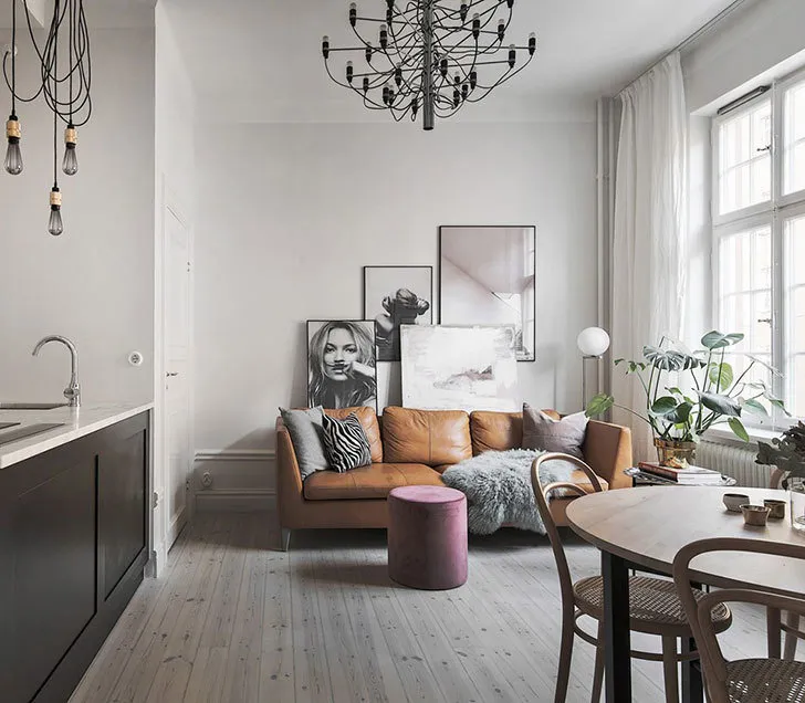 照片：北欧风格，室内装饰，紧凑型公寓，公寓，瑞典 – 我们网站上的照片