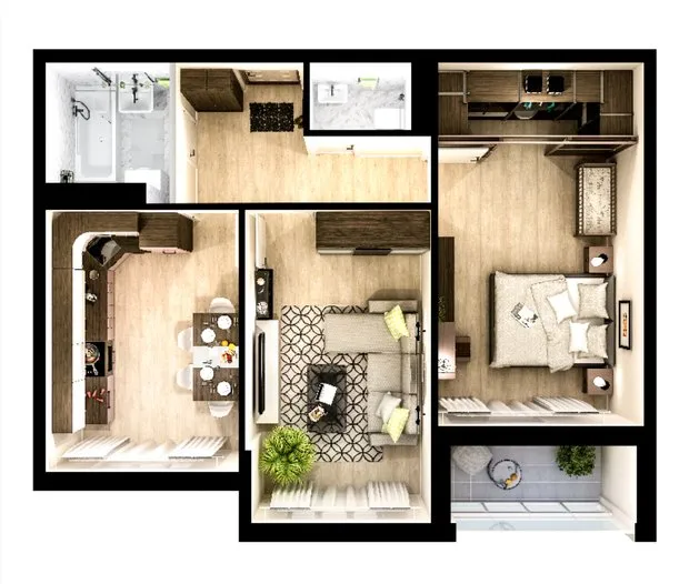 照片：风格平面图，公寓，技巧，2个房间，MIKC – 我们网站上的照片