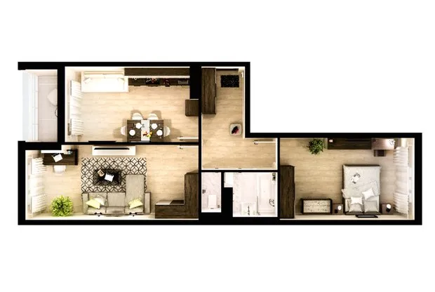 照片：风格平面图，公寓，技巧，2个房间，MIKC – 我们网站上的照片