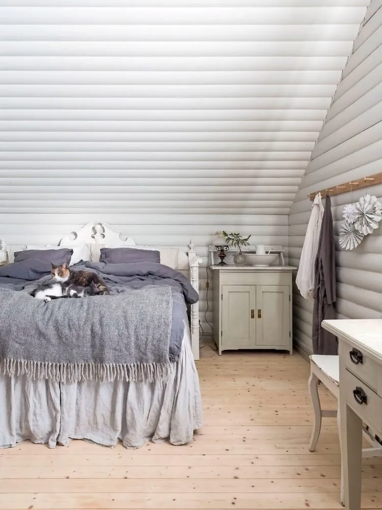 照片：普罗旺斯和乡村风格的卧室，北欧，室内设计，房屋，白色、绿色、灰色、家居和乡村——我们网站上的照片