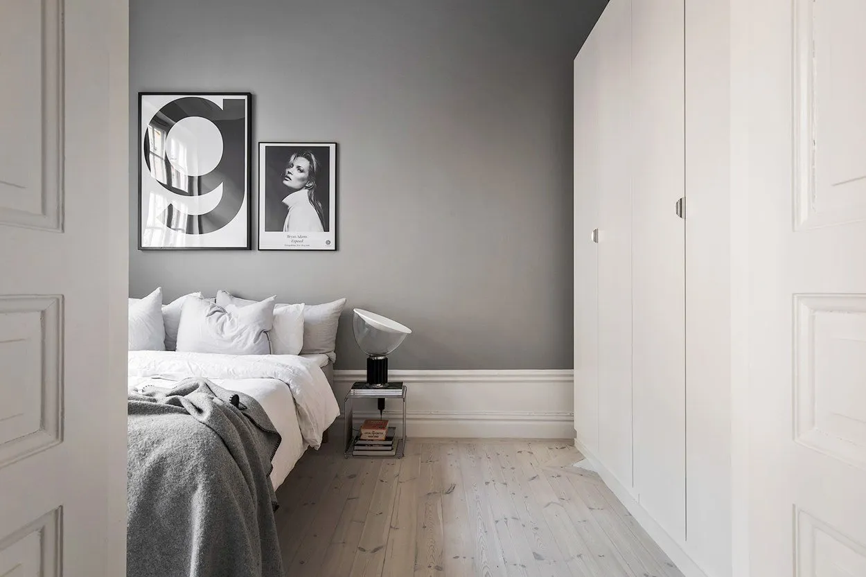 照片：北欧风格卧室，室内装饰，紧凑型公寓，公寓，瑞典 – 我们网站上的照片