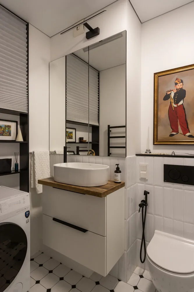 Foto: estilo moderno, vivienda de bajo espacio, apartamento, proyecto del día, San Petersburgo, edificio de panel, 1 habitación, hasta 40 metros, María Kachkina – foto en nuestro sitio web