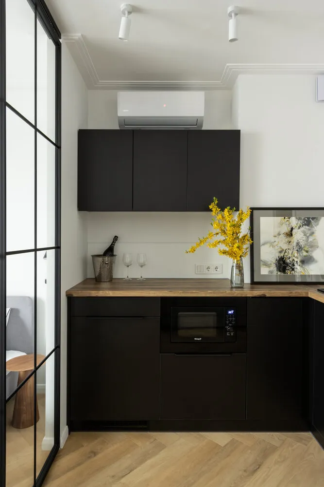 Foto: estilo moderno, vivienda de bajo espacio, apartamento, proyecto del día, San Petersburgo, edificio de panel, 1 habitación, hasta 40 metros, María Kachkina – foto en nuestro sitio web