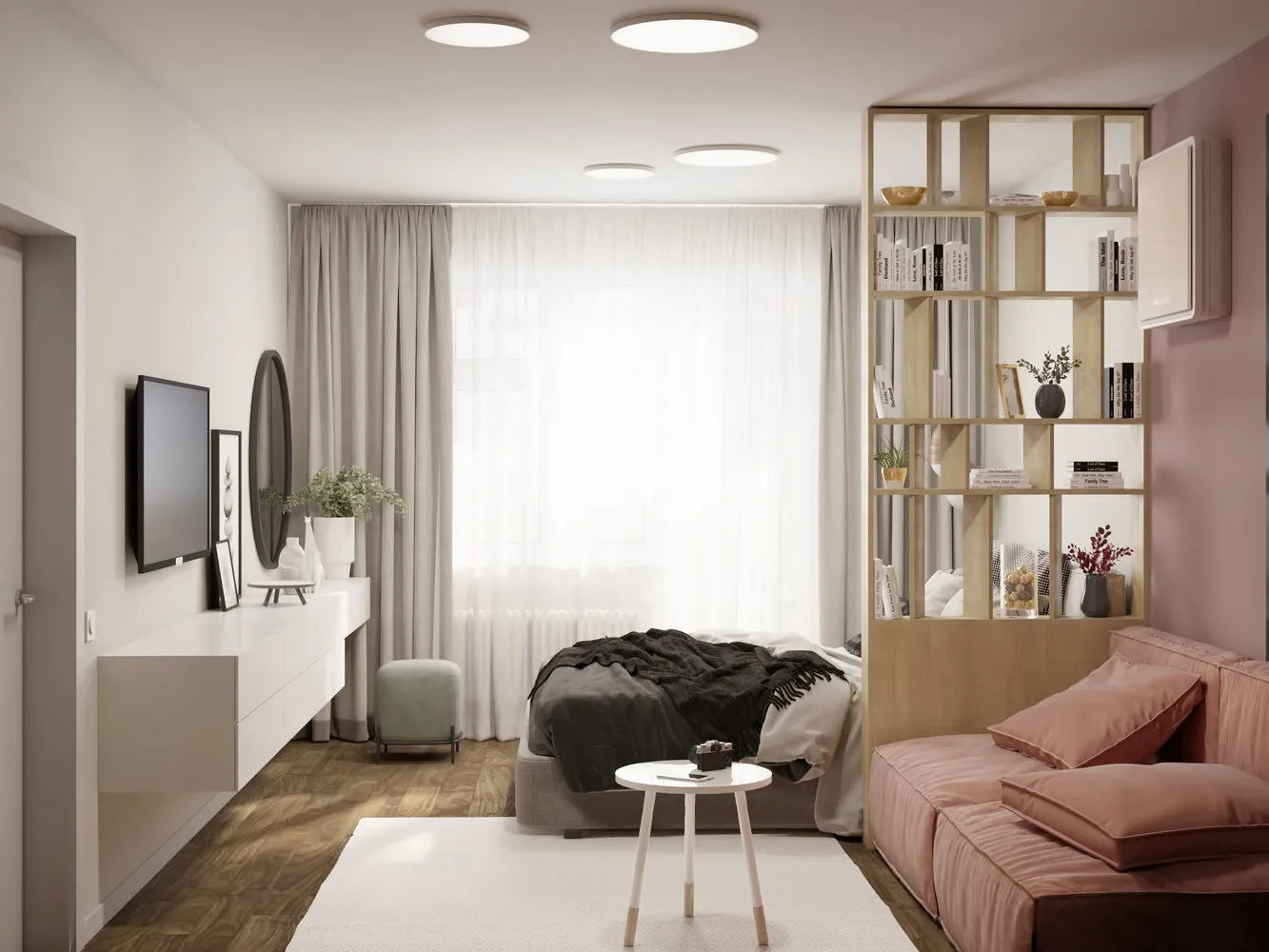 照片:斯堪的纳维亚风格客厅,卧室,指南,伊娜·维利赫科、米拉·季托娃、奥尔加·波戈列洛娃,板式房屋,Cultura-design,Bureau 'Common Area',室内百科全书 – 我们网站上的照片