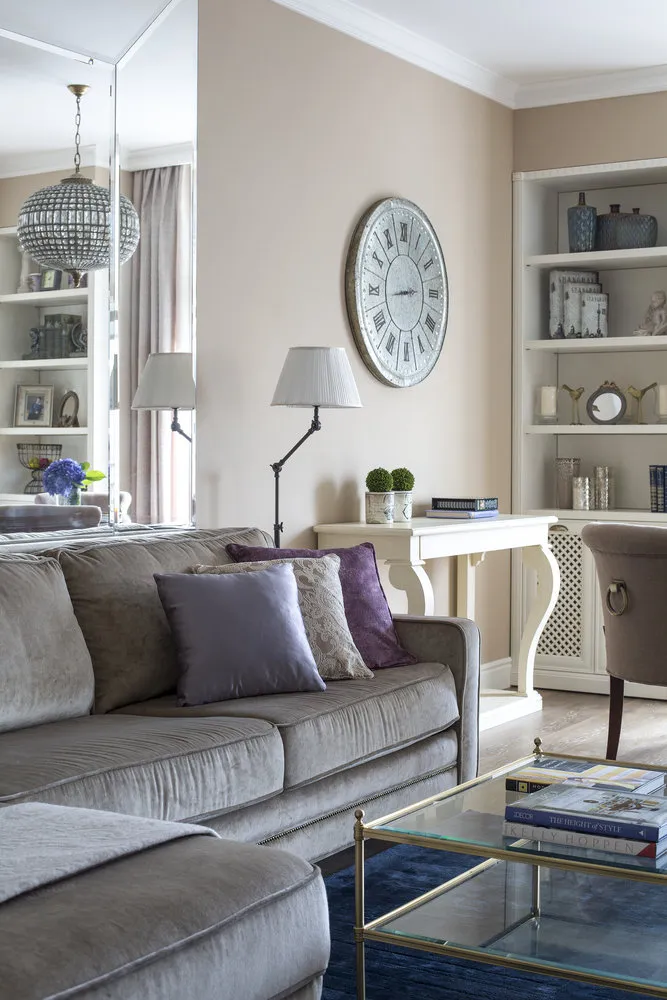 Photo: Living Room in Classical and Modern Style, Weekly Project, Moscow, House and Cottage, Stalin-era Apartment, 3 Rooms, 60-90 Square Meters, Elena Markina, Encyclopedia_Interior – photo on our website