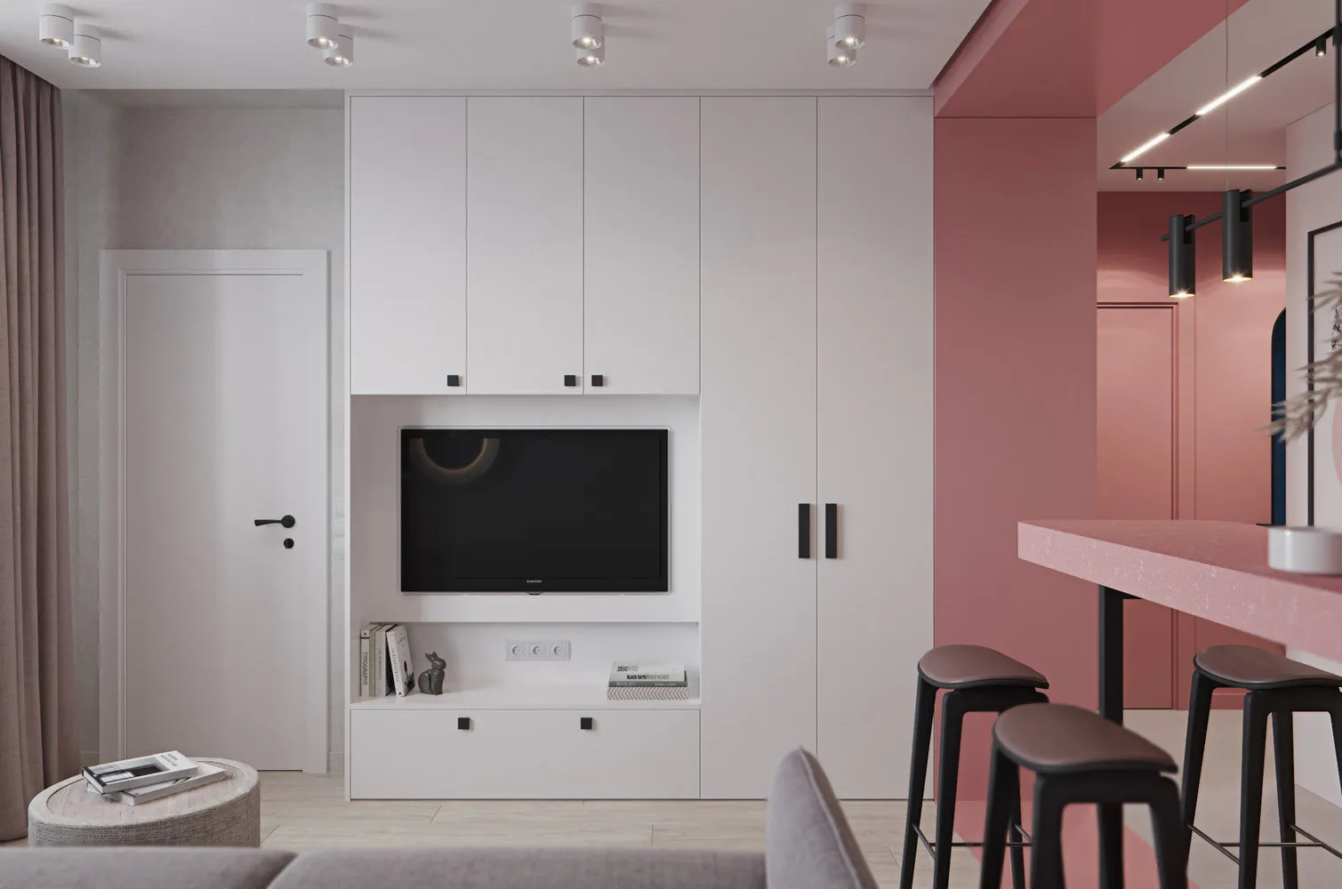 照片：现代简约风格客厅，指南，Alena Timonina, Andrey Timonin, Forma Domа, Ira Nosova, Diana Bganova, Ekaterina Ulanova, Katya Kuznetsova, Olesya Eranцевa – 照片在我们的网站上