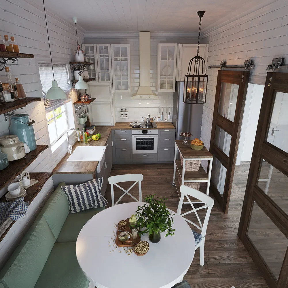 照片:普罗旺斯和乡村风格的厨房与餐厅,房子、每周项目、小屋、叶卡捷琳娜·费多罗娃、4间或更多房间、90平方米以上 – 我们网站上的照片