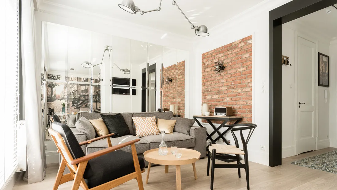 照片：北欧风格客厅，小户型公寓，公寓，波兰，设计灵感，小户型灵感，2室，40-60平方米，格但斯克 – 我们网站上的照片