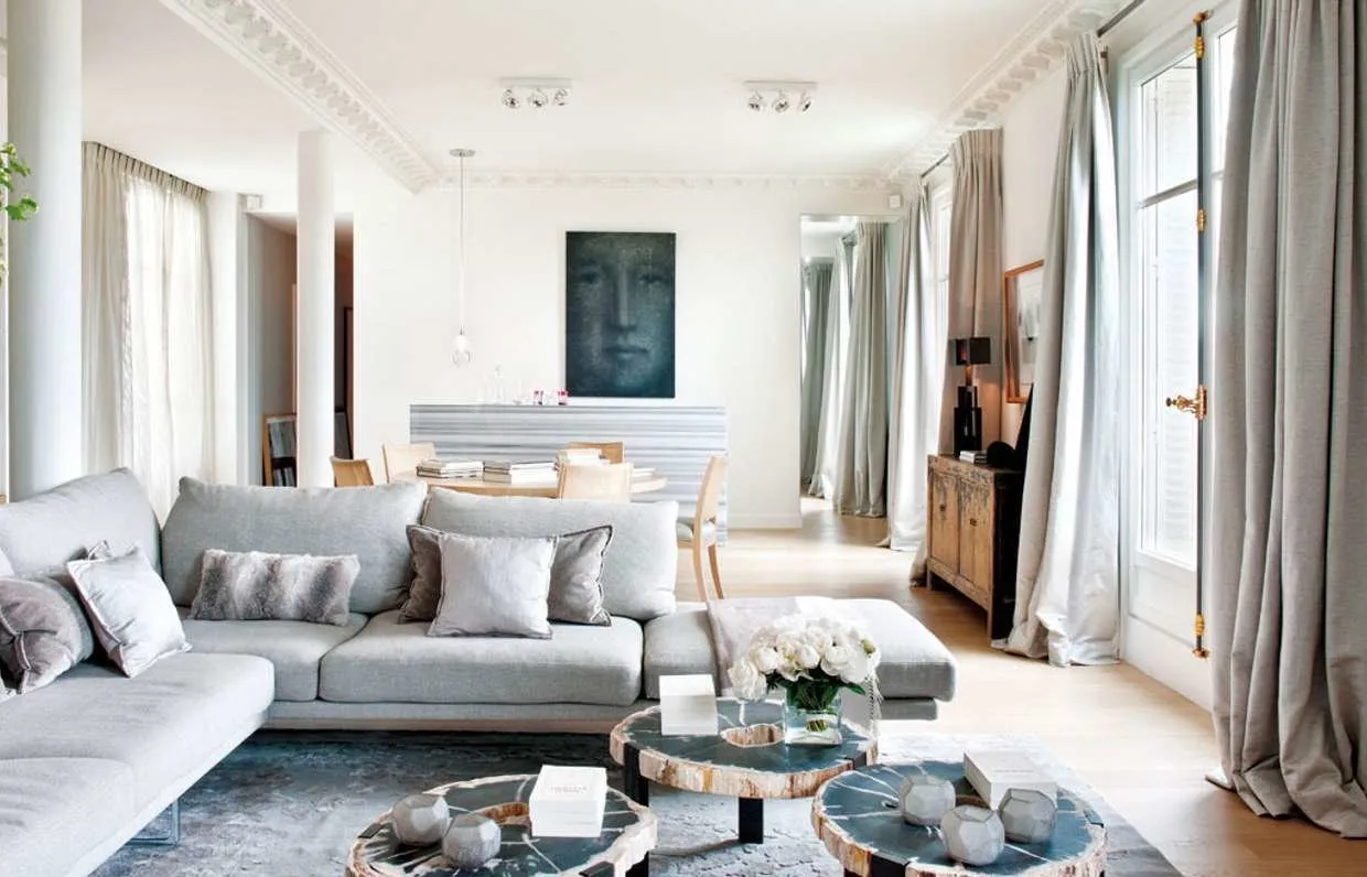 照片：折中风格的客厅，室内装饰，法国巴黎 – 我们网站上的照片