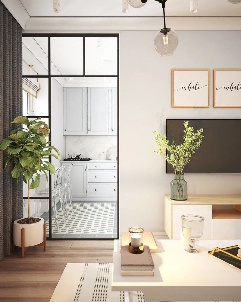 照片：现代风格客厅，Gid， Marina Sarkisyan，房间里的壁炉，如何让室内温馨，温馨之家，室内电壁炉，公寓壁炉，BoomPlanner，Irina Nosova，Alexandra Ermilova，Natalia Chuvinova，RusKlimat – 我们网站上的照片