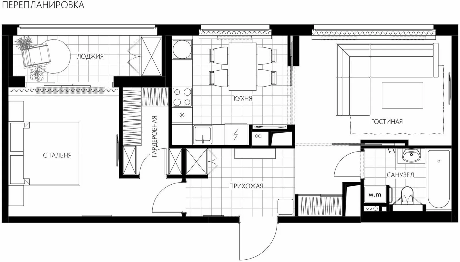 Foto: estilo moderno, Apartamento, Proyecto de la Semana, Moscú, 2 habitaciones, 60-90 metros, RodenHome, Ekateryna Parshentseva – foto en nuestro sitio web