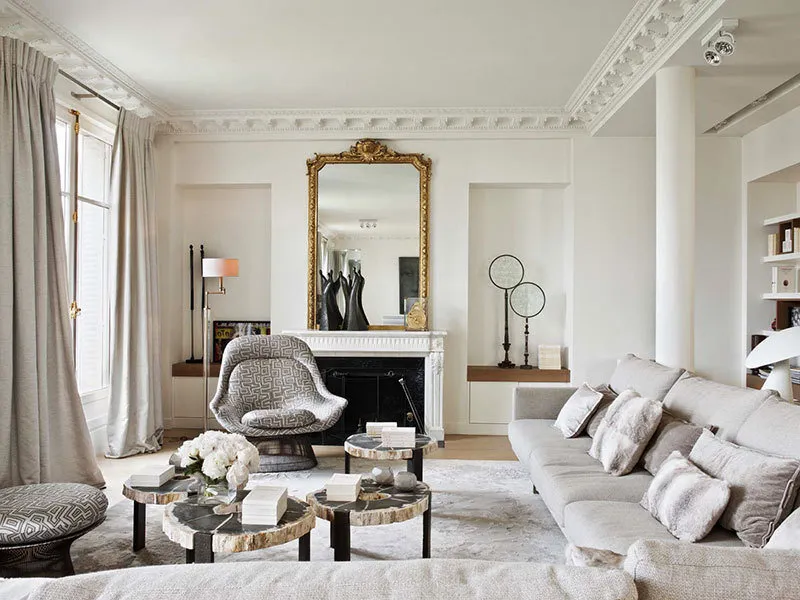 照片：普罗旺斯与乡村风格的客厅，室内装饰，法国巴黎 – 我们网站上的照片