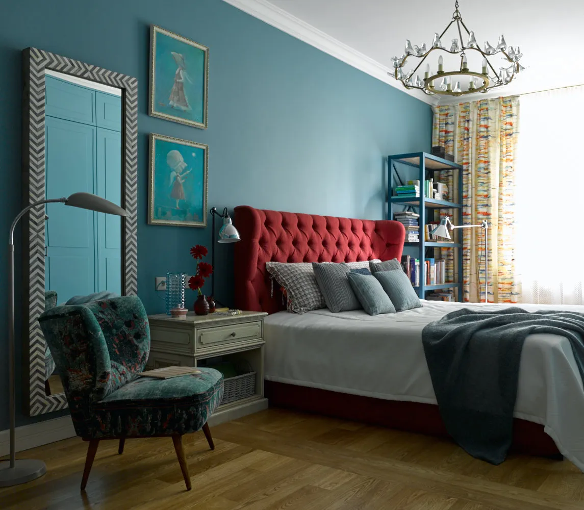 照片:普罗旺斯和乡村风格卧室,公寓,每周项目,纳杰日达·扎托娃,斯大林住房,3个房间,超过90平方米,Enjoy Home Studio – 我们网站上的照片