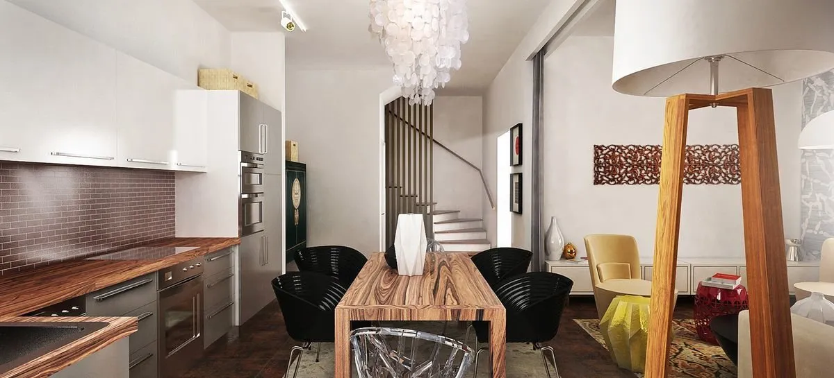 照片:现代风格厨房和餐厅,网站上的照片